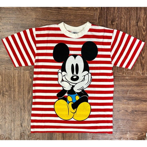 Vintage Mickey Mouse shirt All Over Print Pin striped 90s Disney & Co. shirt S - Picture 1 of 9